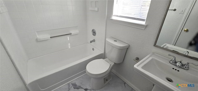 full bathroom with toilet, sink, and shower / bathing tub combination