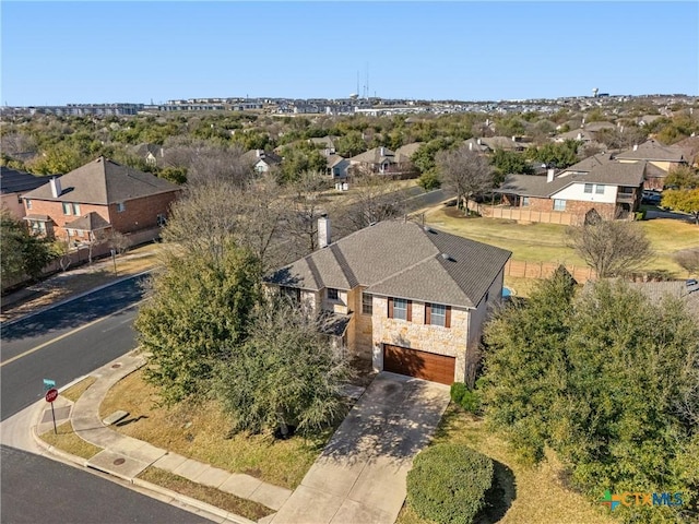 bird's eye view featuring a residential view