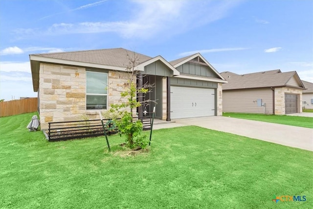 8409 Glade Dr, Temple, TX 76502 - single story home featuring board and batten siding, an attached garage, concrete driveway, and stone siding
