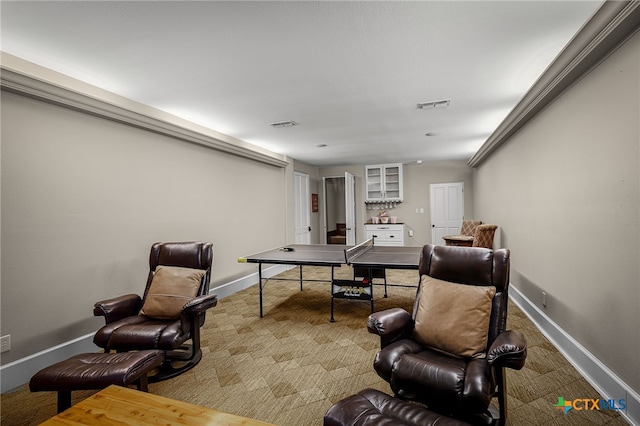 playroom featuring visible vents and baseboards