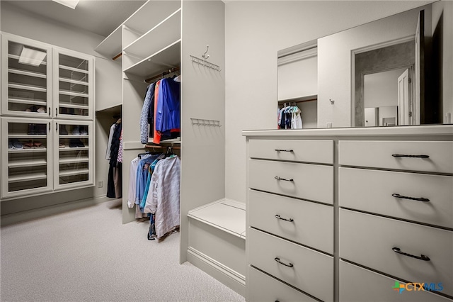 walk in closet featuring carpet floors