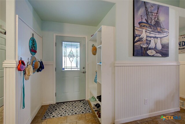 interior space featuring light tile patterned floors