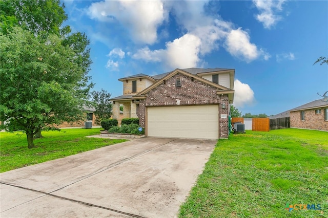 6707 Bayberry Dr, Killeen, TX 76542 - traditional-style home with brick siding, cooling unit, an attached garage, and driveway
