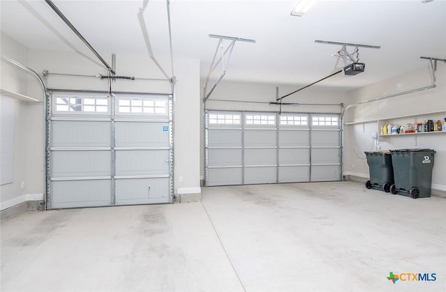 garage with a garage door opener