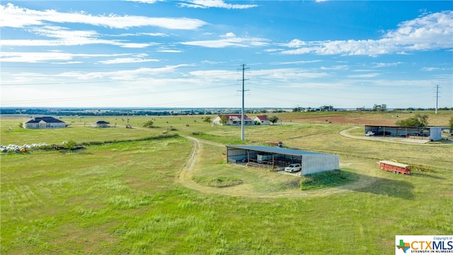 bird's eye view with a rural view