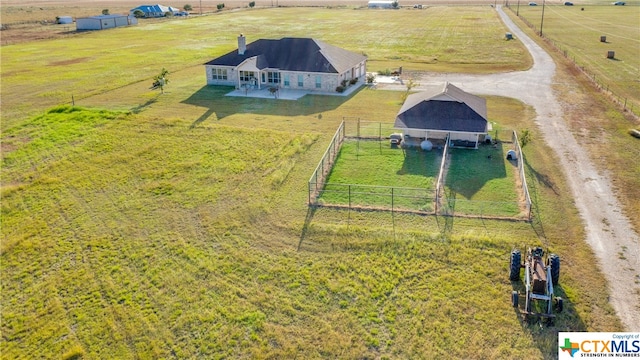 bird's eye view with a rural view