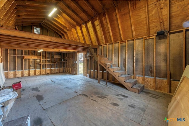 misc room featuring high vaulted ceiling