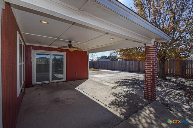 view of patio / terrace with ceiling fan