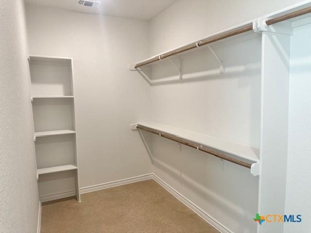 spacious closet with visible vents