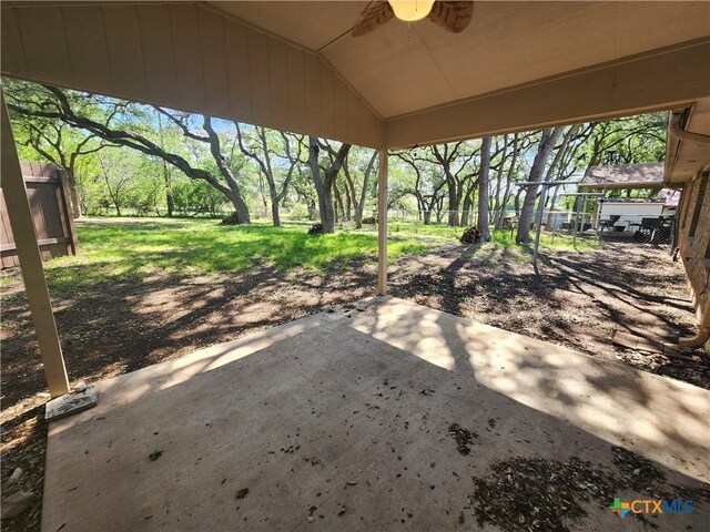 view of patio / terrace with ceiling fan