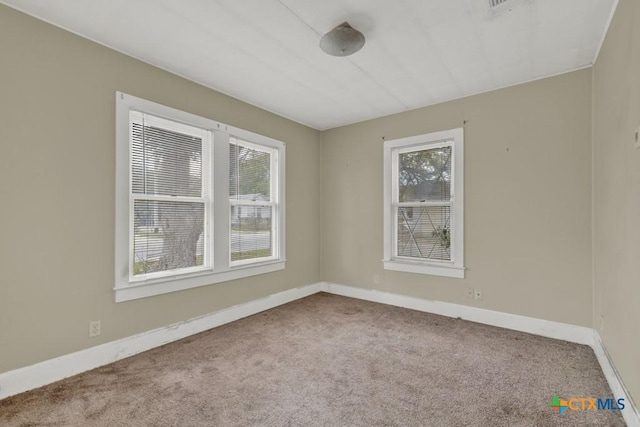 spare room with light colored carpet and a wealth of natural light
