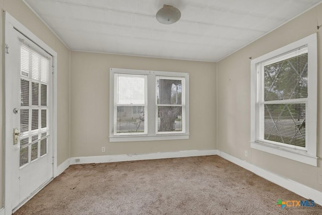 unfurnished room with light carpet and a healthy amount of sunlight