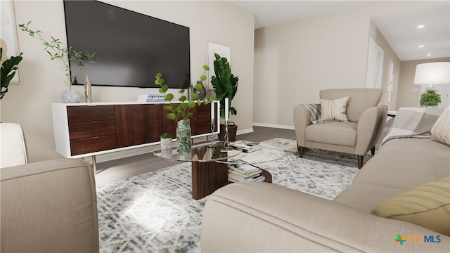 living room with hardwood / wood-style flooring