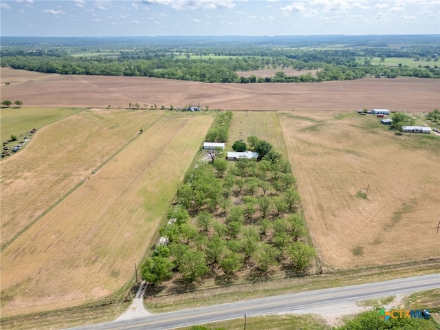 birds eye view of property with a rural view