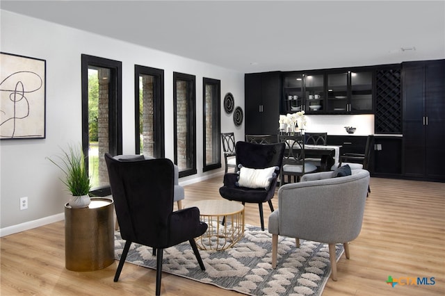 living room with light wood-type flooring