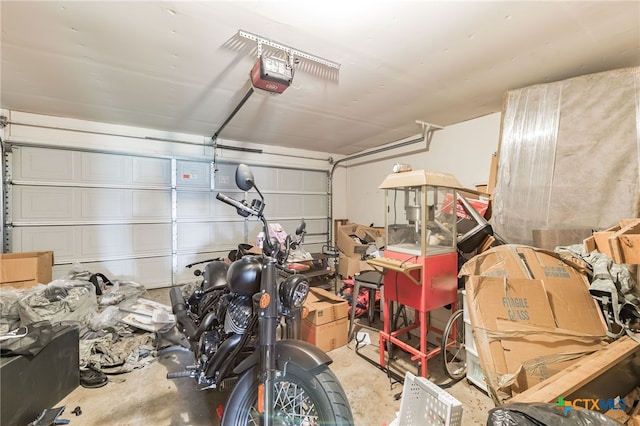 garage with a garage door opener
