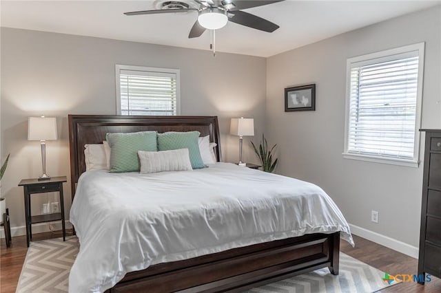 401 Hampshire St, Victoria, TX 77904 - bedroom featuring multiple windows, wood finished floors, and ceiling fan