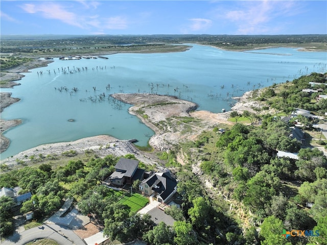bird's eye view featuring a water view