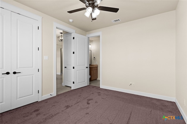 4231 Cold Springs Dr, Copperas Cove, TX 76539 - unfurnished bedroom featuring baseboards, ensuite bathroom, visible vents, and carpet flooring