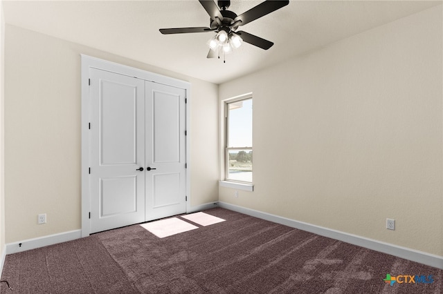 4231 Cold Springs Dr, Copperas Cove, TX 76539 - unfurnished bedroom with a ceiling fan, carpet floors, a closet, and baseboards