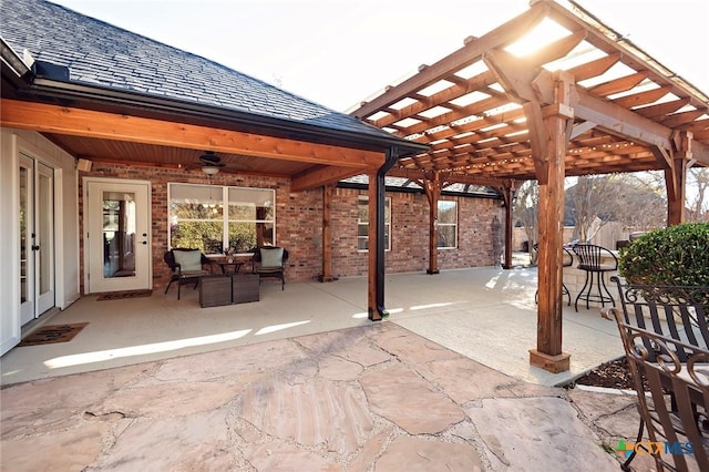 view of patio with a ceiling fan