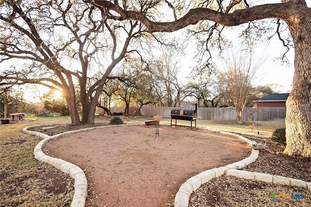 view of yard featuring fence