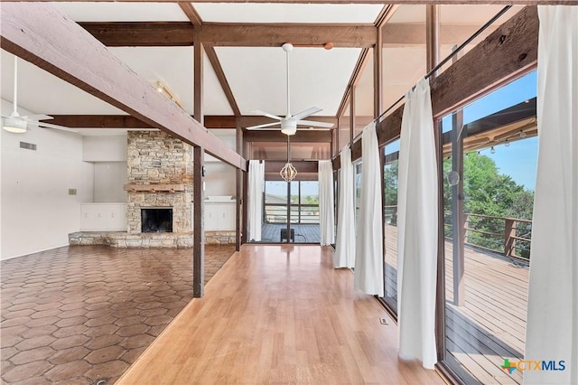 667 Fredericksburg Rd, New Braunfels, TX 78130 - interior space featuring visible vents and beam ceiling