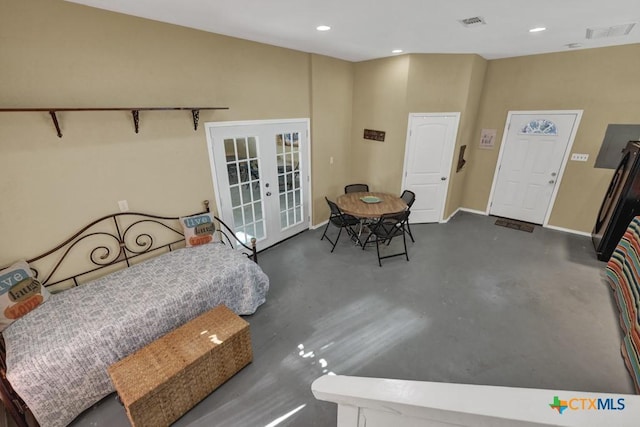 bedroom featuring french doors