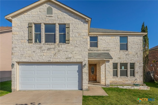 front facade with a garage