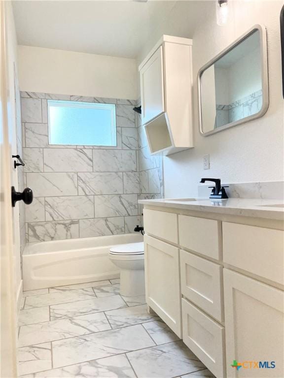 2819 Isaac Cir, Belton, TX 76513 - full bathroom with marble finish flooring, vanity, toilet, and shower / bath combination