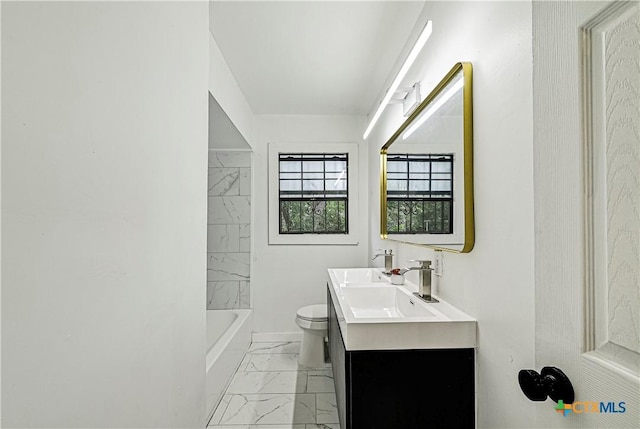 802 Cloud St, Killeen, TX 76541 - full bathroom with marble look tiles, double vanity, and shower / bath combination