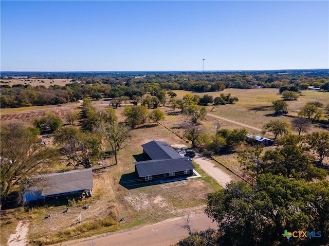 aerial view featuring a rural view