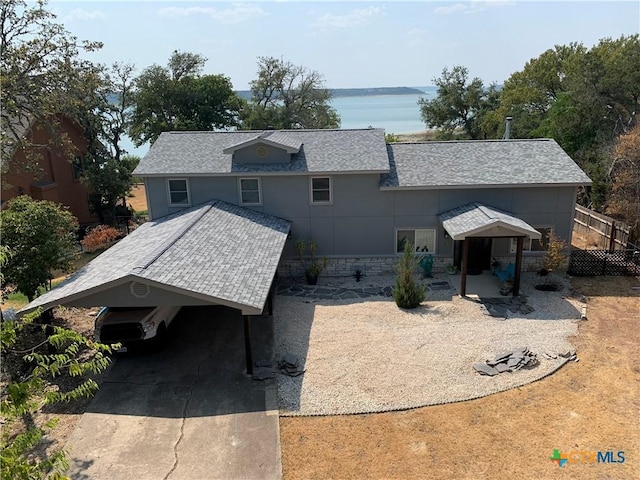 164 Buck Ln, Belton, TX 76513 - view of front of house featuring roof with shingles and a water view