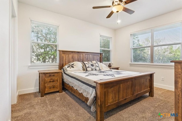 4851 Goliad Dr, Temple, TX 76502 - carpeted bedroom featuring multiple windows, baseboards, and a ceiling fan
