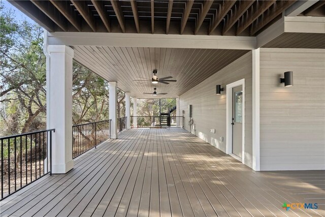 20029 Continental Dr, Lago Vista, TX 78645 - wooden porch featuring a ceiling fan