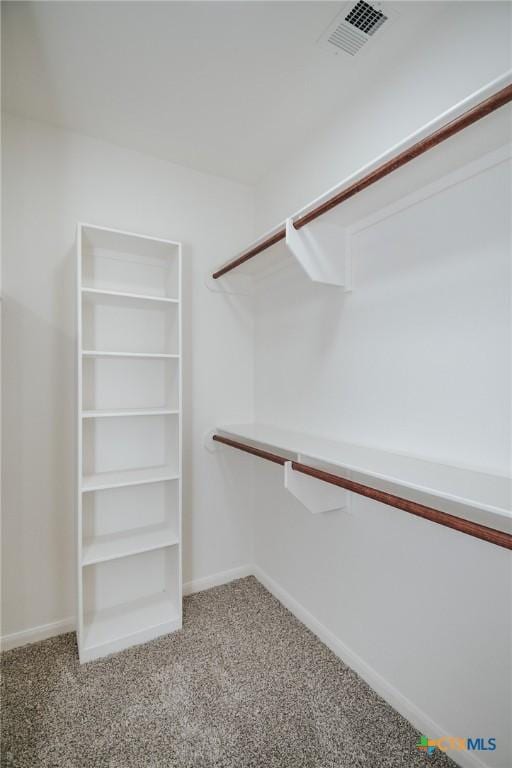 spacious closet with carpet flooring and visible vents