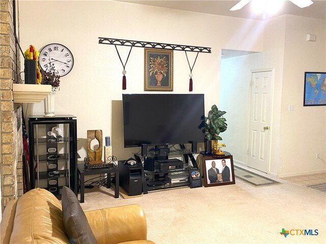 4803 Addie Dr, Killeen, TX 76542 - carpeted living room featuring ceiling fan and baseboards