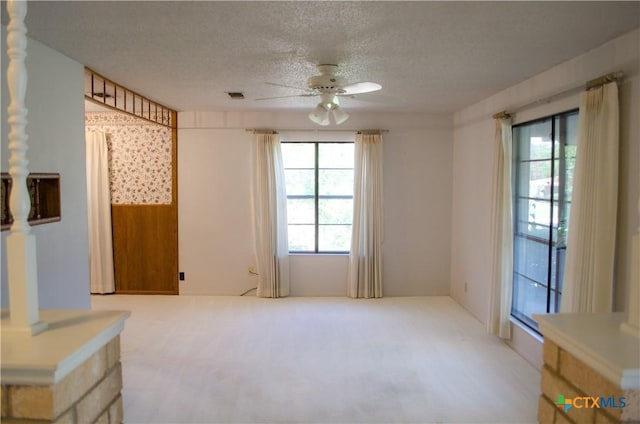 303 E 20th Ave, Belton, TX 76513 - spare room with ceiling fan, healthy amount of natural light, a textured ceiling, carpet flooring, and a wainscoted wall