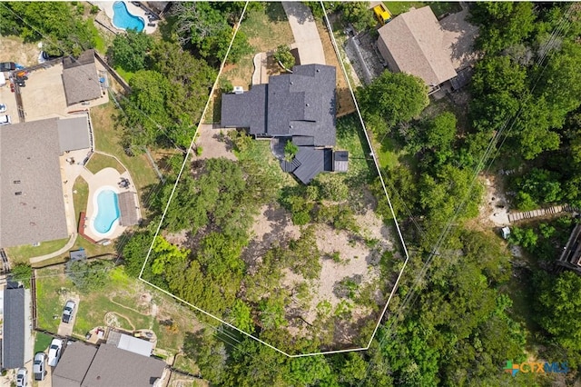 910 Cliffside Dr, Harker Heights, TX 76548 - aerial perspective of suburban area featuring a pool area and property boundaries highlighted