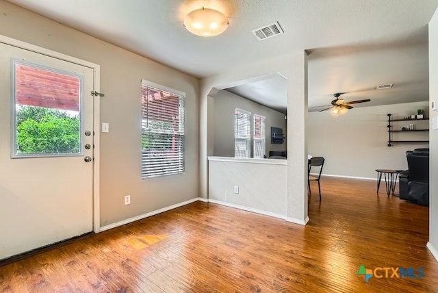 25923 Torch Lily, San Antonio, TX 78260 - foyer entrance featuring ceiling fan, wood finished floors, and baseboards