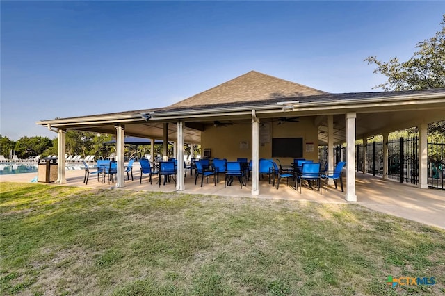 25923 Torch Lily, San Antonio, TX 78260 - view of patio featuring a ceiling fan and a pool