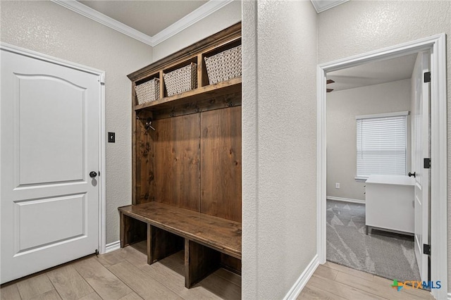 mudroom with ornamental molding