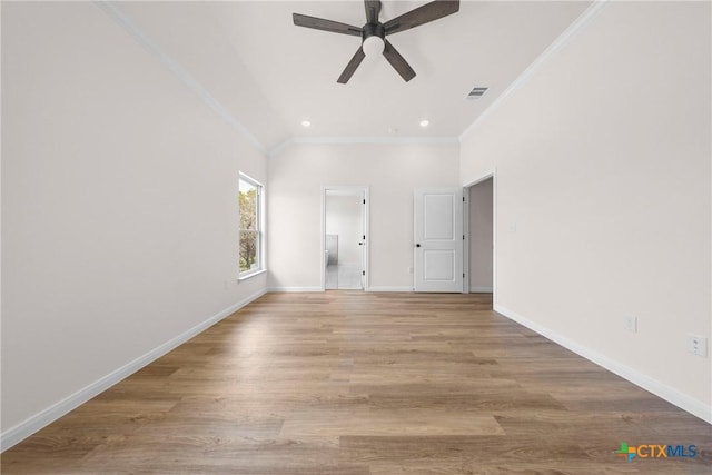 15938 Salado Dr, Temple, TX 76502 - unfurnished room featuring ornamental molding, ceiling fan, wood finished floors, and recessed lighting