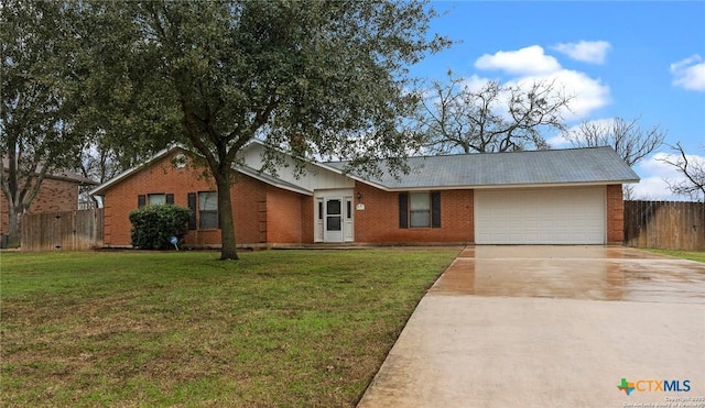 300 Ridge Crest Dr, Seguin, TX 78155 - ranch-style house with an attached garage, concrete driveway, and brick siding