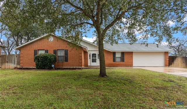 300 Ridge Crest Dr, Seguin, TX 78155 - ranch-style house with brick siding, a garage, and concrete driveway