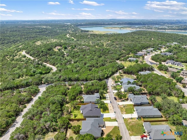 4001 Crockett Ave, Lago Vista, TX 78645 - aerial perspective of suburban area featuring a nearby body of water and a heavily wooded area