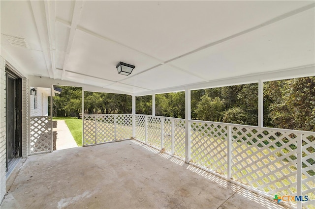 view of unfurnished sunroom