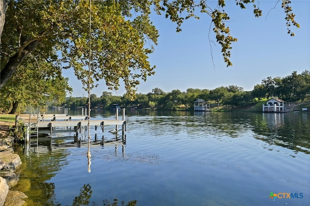 view of dock featuring a water view