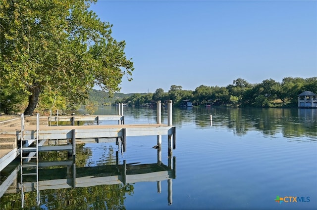 view of dock featuring a water view