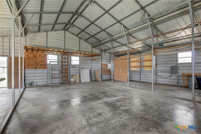 garage featuring metal wall